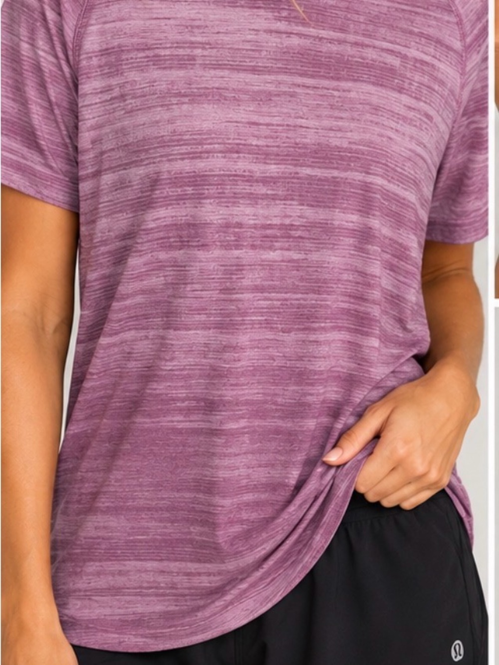 lululemon athletica Heathered Plum Short Sleeve Tee